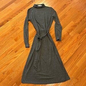 LOFT gray maxi long sleeve thin knit dress, size medium